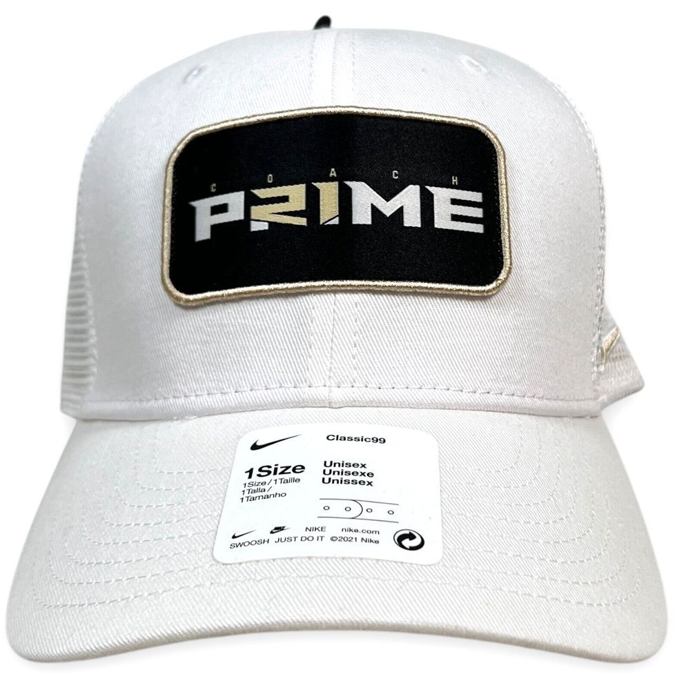 Nike‎ Coach Prime Hat Men Snapback White Colorado Buffaloes Cap Trucker Swoosh